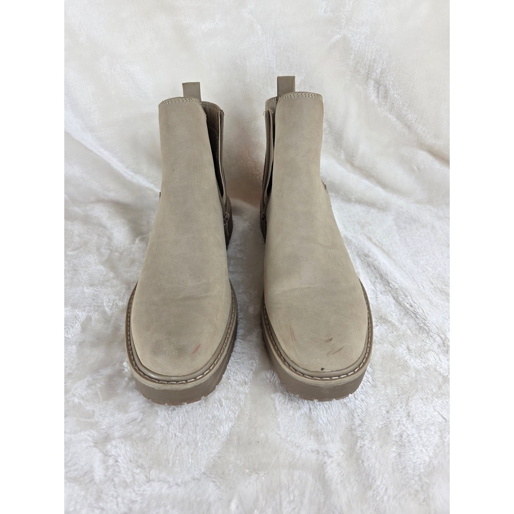 TIME AND TRU Womens Tan‎ Suede Chelsea Lug Sole Boots Size 10